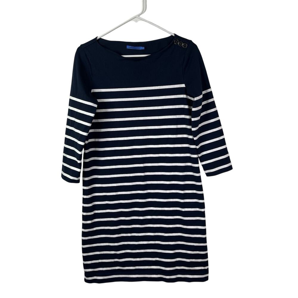 J McLaughlin Dress Womens S Blue Striped Nautical 3/4 Sleeve Preppy Classic